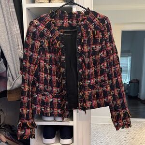 Trina Turk Vibrant Plaid Tweed Blazer